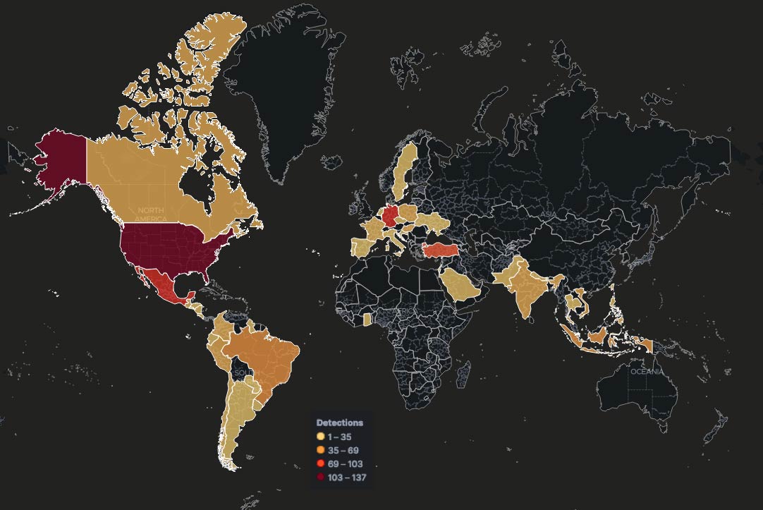 Figure 6 Global detections of Genesis Market related malware