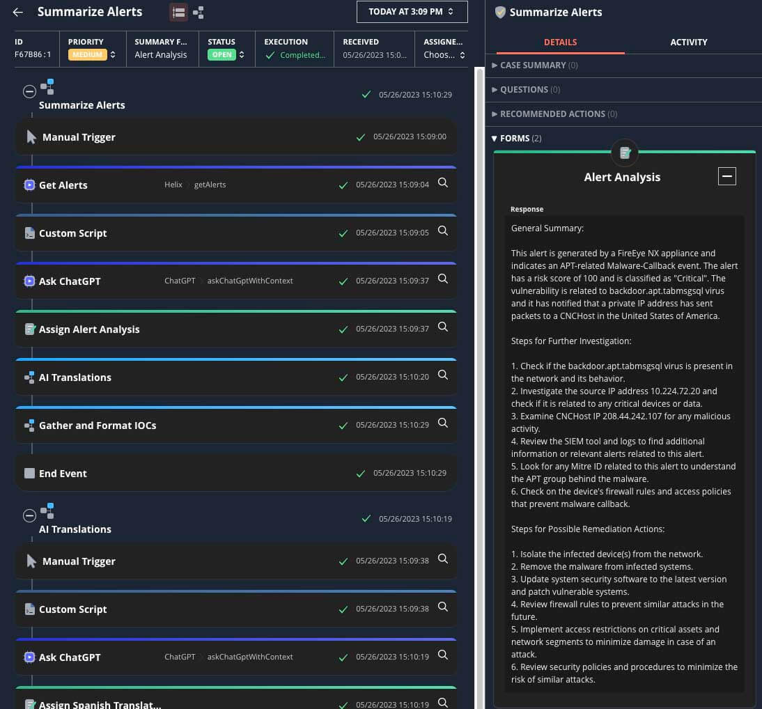 Figure 1: Recommendations based on alerts